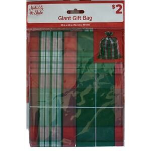 New 7 Pack Giant Gift Bag 30x40 Inches Christmas Present Santa Sack Plaid Check